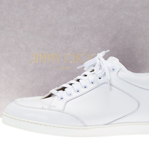 Jimmy Choo Miami White Leather Logo Tag Nneakers - Picture 1 of 16